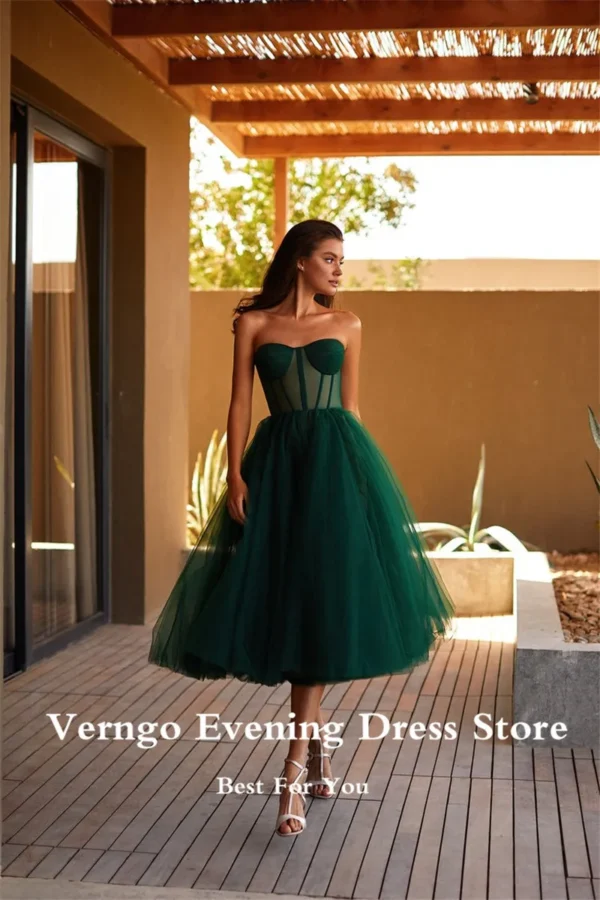 Lavender Prom Dresses Sweetheart Boning Corset Tea-Length Formal Gown - Image 3