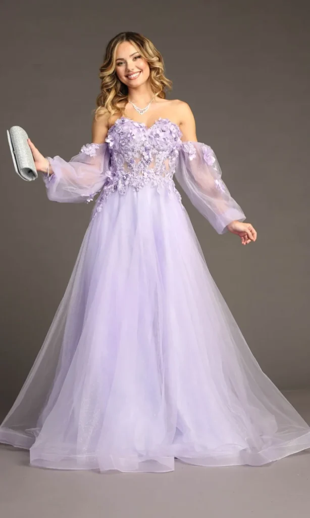 Lavender Prom Dresses with Sleeves