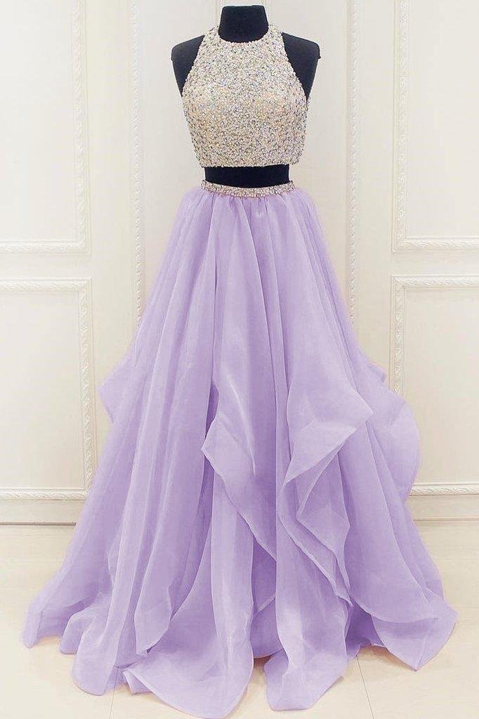 Two-Piece Lavender Prom Dress